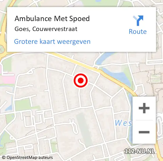 Locatie op kaart van de 112 melding: Ambulance Met Spoed Naar Goes, Couwervestraat op 15 augustus 2018 10:57