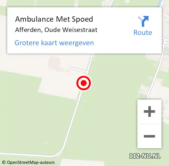 Locatie op kaart van de 112 melding: Ambulance Met Spoed Naar Afferden, Oude Weisestraat op 15 augustus 2018 11:09