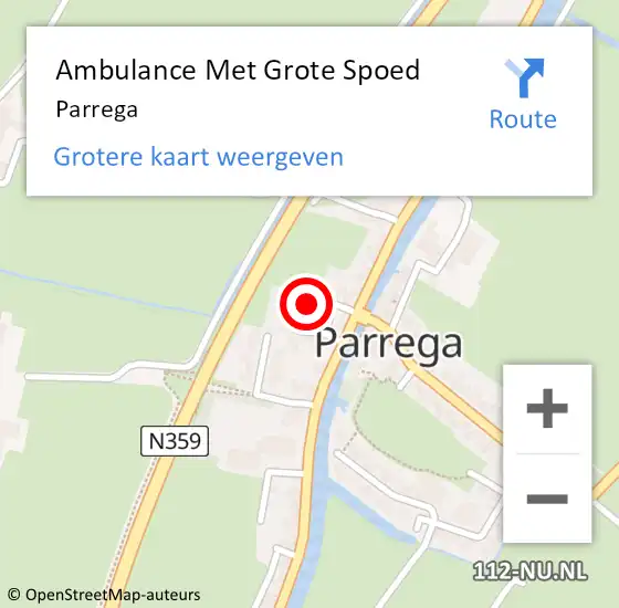 Locatie op kaart van de 112 melding: Ambulance Met Grote Spoed Naar Parrega op 15 augustus 2018 11:24