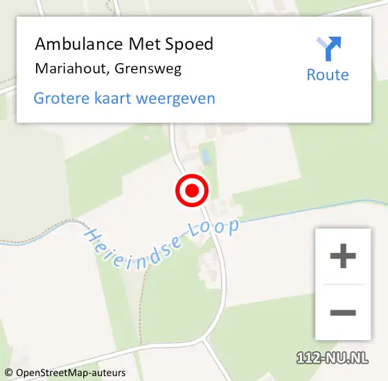 Locatie op kaart van de 112 melding: Ambulance Met Spoed Naar Mariahout, Grensweg op 15 augustus 2018 11:35