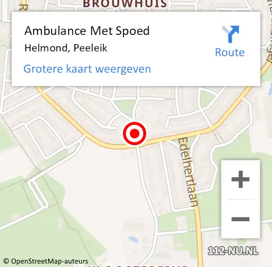 Locatie op kaart van de 112 melding: Ambulance Met Spoed Naar Helmond, Peeleik op 15 augustus 2018 11:53