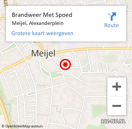 Locatie op kaart van de 112 melding: Brandweer Met Spoed Naar Meijel, Alexanderplein op 15 augustus 2018 12:08