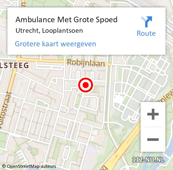 Locatie op kaart van de 112 melding: Ambulance Met Grote Spoed Naar Utrecht, Looplantsoen op 15 augustus 2018 12:09