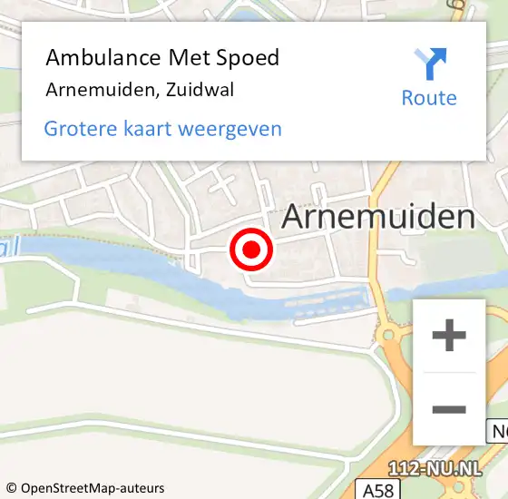 Locatie op kaart van de 112 melding: Ambulance Met Spoed Naar Arnemuiden, Zuidwal op 15 augustus 2018 12:17