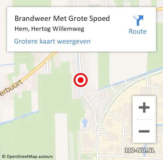 Locatie op kaart van de 112 melding: Brandweer Met Grote Spoed Naar Hem, Hertog Willemweg op 15 augustus 2018 12:27