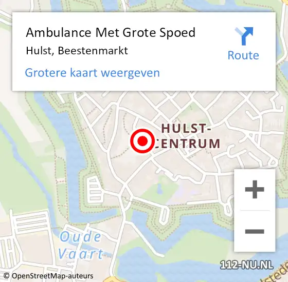 Locatie op kaart van de 112 melding: Ambulance Met Grote Spoed Naar Hulst, Beestenmarkt op 15 augustus 2018 12:41