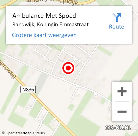 Locatie op kaart van de 112 melding: Ambulance Met Spoed Naar Randwijk, Koningin Emmastraat op 15 augustus 2018 13:12