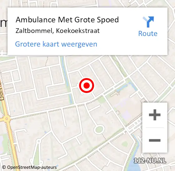 Locatie op kaart van de 112 melding: Ambulance Met Grote Spoed Naar Zaltbommel, Koekoekstraat op 15 augustus 2018 13:25