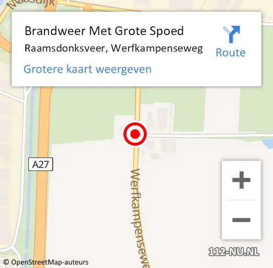 Locatie op kaart van de 112 melding: Brandweer Met Grote Spoed Naar Raamsdonksveer, Werfkampenseweg op 15 augustus 2018 13:30