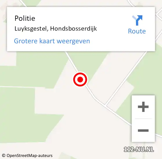 Locatie op kaart van de 112 melding: Politie Luyksgestel, Hondsbosserdijk op 15 augustus 2018 13:56