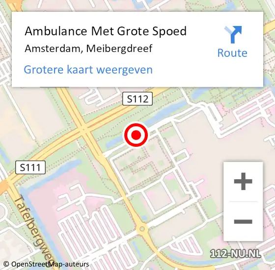Locatie op kaart van de 112 melding: Ambulance Met Grote Spoed Naar Amsterdam, Meibergdreef op 15 augustus 2018 14:05