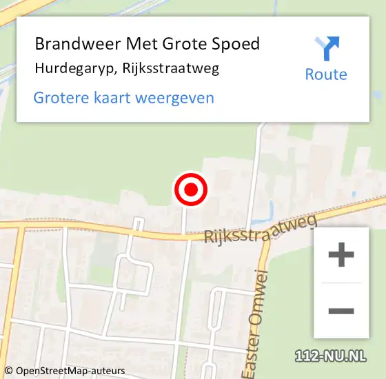 Locatie op kaart van de 112 melding: Brandweer Met Grote Spoed Naar Hurdegaryp, Rijksstraatweg op 15 augustus 2018 14:10