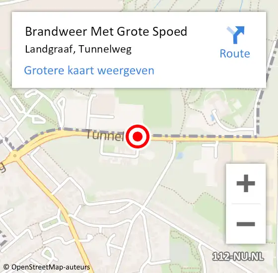 Locatie op kaart van de 112 melding: Brandweer Met Grote Spoed Naar Landgraaf, Tunnelweg op 15 augustus 2018 15:05