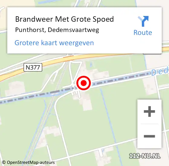 Locatie op kaart van de 112 melding: Brandweer Met Grote Spoed Naar Punthorst, Dedemsvaartweg op 15 augustus 2018 15:50