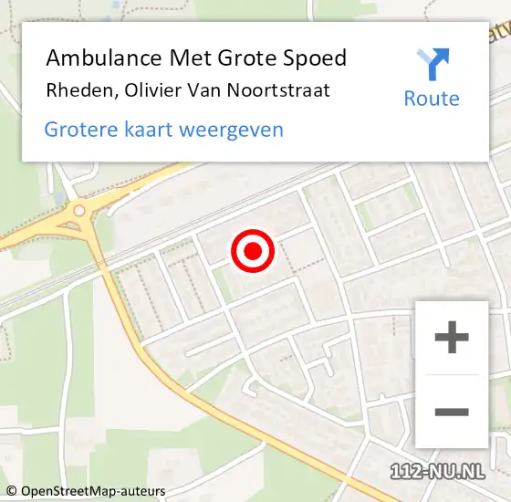 Locatie op kaart van de 112 melding: Ambulance Met Grote Spoed Naar Rheden, Olivier Van Noortstraat op 15 augustus 2018 17:19