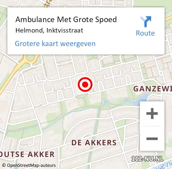 Locatie op kaart van de 112 melding: Ambulance Met Grote Spoed Naar Helmond, Inktvisstraat op 15 augustus 2018 18:01