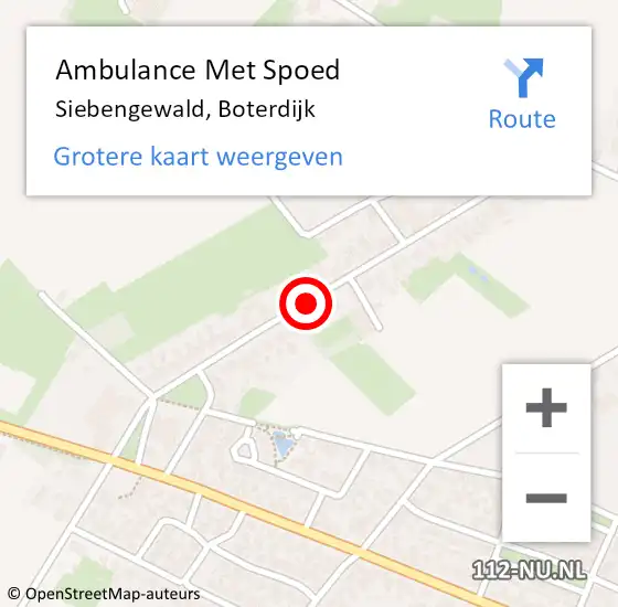Locatie op kaart van de 112 melding: Ambulance Met Spoed Naar Siebengewald, Boterdijk op 15 augustus 2018 18:12