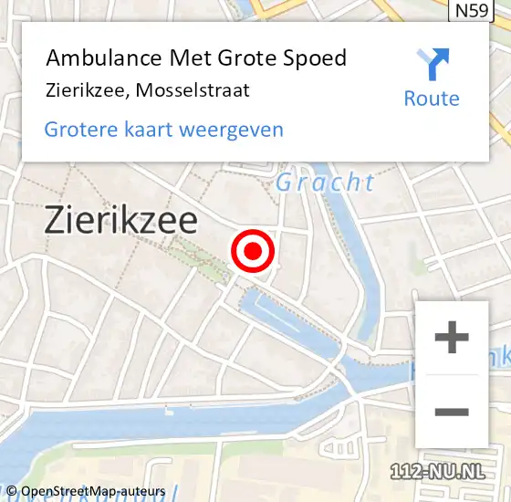 Locatie op kaart van de 112 melding: Ambulance Met Grote Spoed Naar Zierikzee, Mosselstraat op 15 augustus 2018 18:33