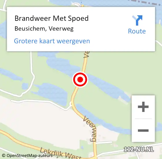 Locatie op kaart van de 112 melding: Brandweer Met Spoed Naar Beusichem, Veerweg op 15 augustus 2018 18:37