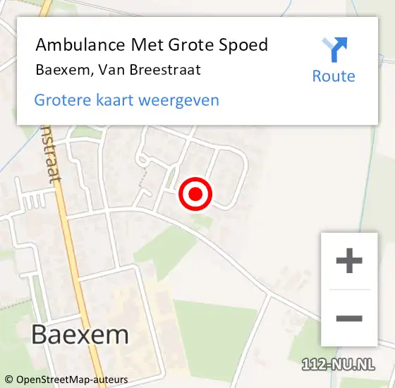Locatie op kaart van de 112 melding: Ambulance Met Grote Spoed Naar Baexem, Van Breestraat op 15 augustus 2018 18:53