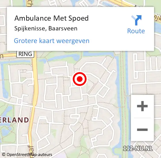 Locatie op kaart van de 112 melding: Ambulance Met Spoed Naar Spijkenisse, Baarsveen op 15 augustus 2018 19:02