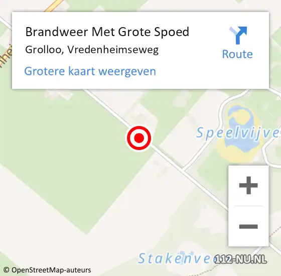 Locatie op kaart van de 112 melding: Brandweer Met Grote Spoed Naar Grolloo, Vredenheimseweg op 15 augustus 2018 19:26