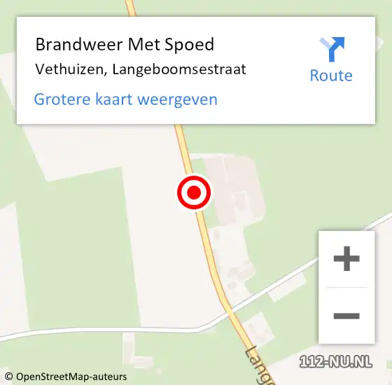 Locatie op kaart van de 112 melding: Brandweer Met Spoed Naar Vethuizen, Langeboomsestraat op 15 augustus 2018 19:46