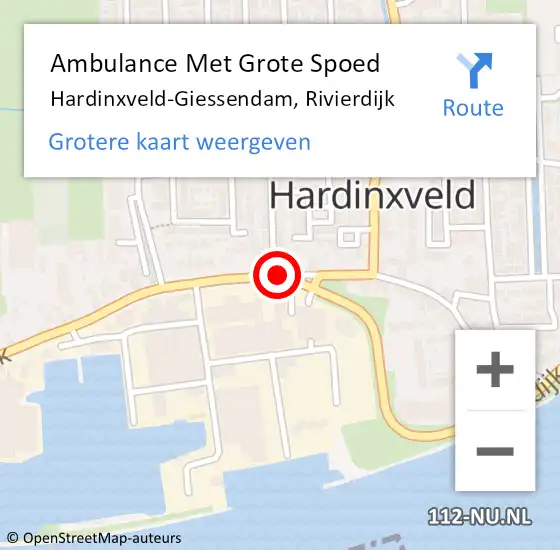Locatie op kaart van de 112 melding: Ambulance Met Grote Spoed Naar Hardinxveld-Giessendam, Rivierdijk op 15 augustus 2018 19:50