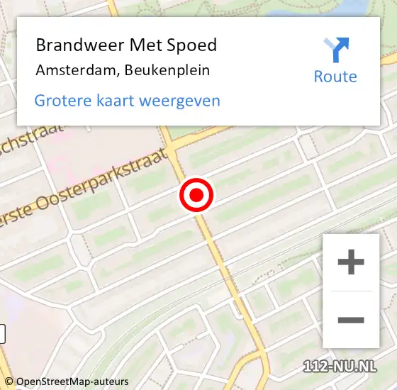 Locatie op kaart van de 112 melding: Brandweer Met Spoed Naar Amsterdam, Beukenplein op 15 augustus 2018 20:02