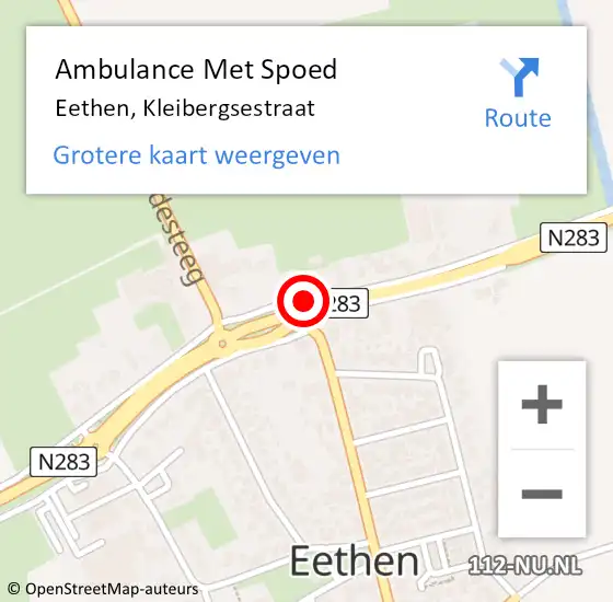 Locatie op kaart van de 112 melding: Ambulance Met Spoed Naar Eethen, Kleibergsestraat op 15 augustus 2018 20:20