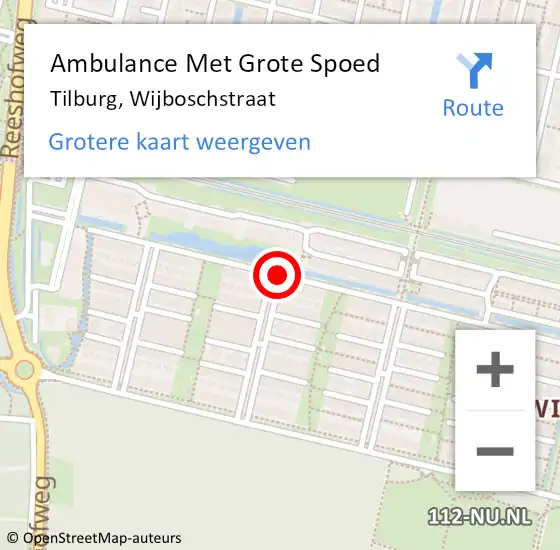 Locatie op kaart van de 112 melding: Ambulance Met Grote Spoed Naar Tilburg, Wijboschstraat op 15 augustus 2018 20:24