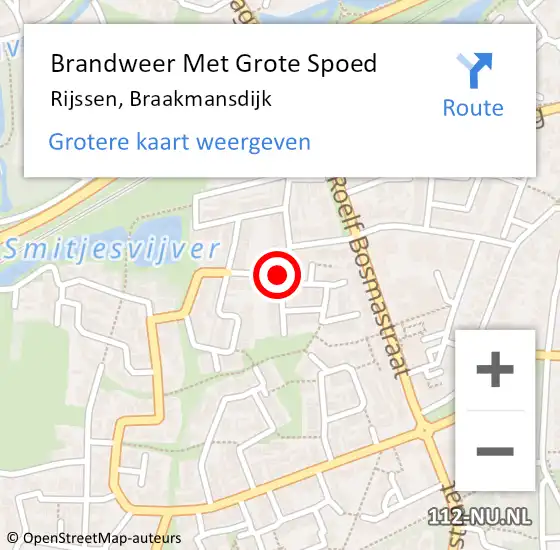 Locatie op kaart van de 112 melding: Brandweer Met Grote Spoed Naar Rijssen, Braakmansdijk op 15 augustus 2018 22:01