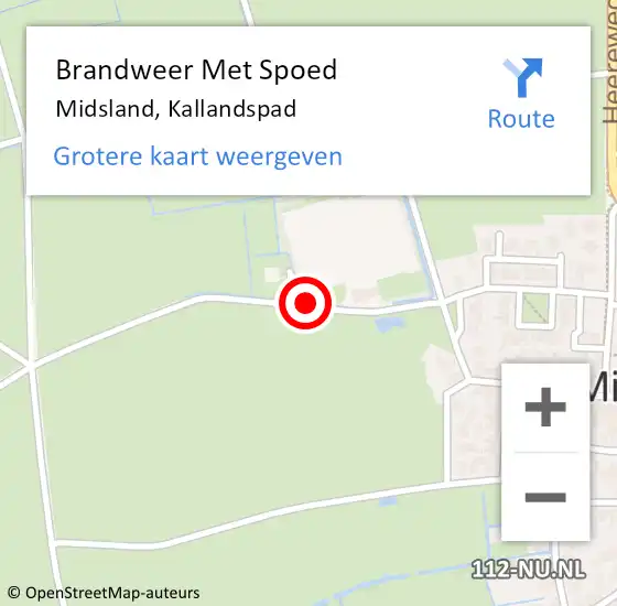 Locatie op kaart van de 112 melding: Brandweer Met Spoed Naar Midsland, Kallandspad op 15 augustus 2018 22:33