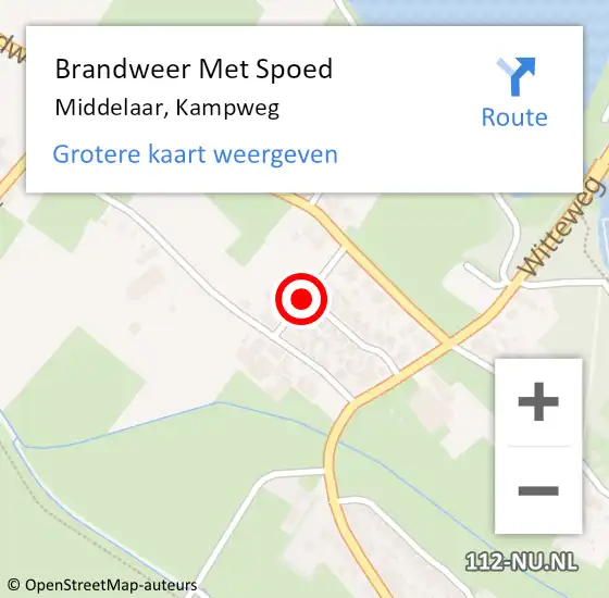 Locatie op kaart van de 112 melding: Brandweer Met Spoed Naar Middelaar, Kampweg op 16 augustus 2018 01:01