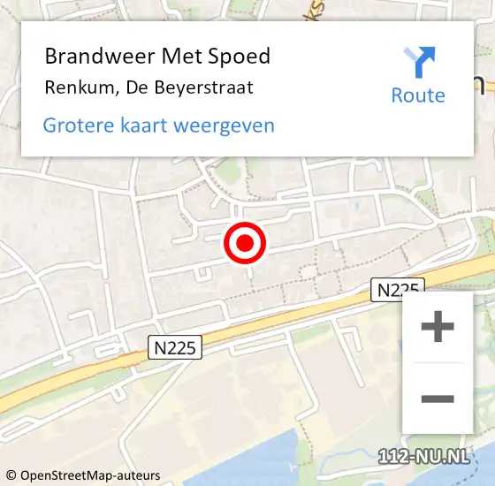 Locatie op kaart van de 112 melding: Brandweer Met Spoed Naar Renkum, De Beyerstraat op 16 augustus 2018 01:18