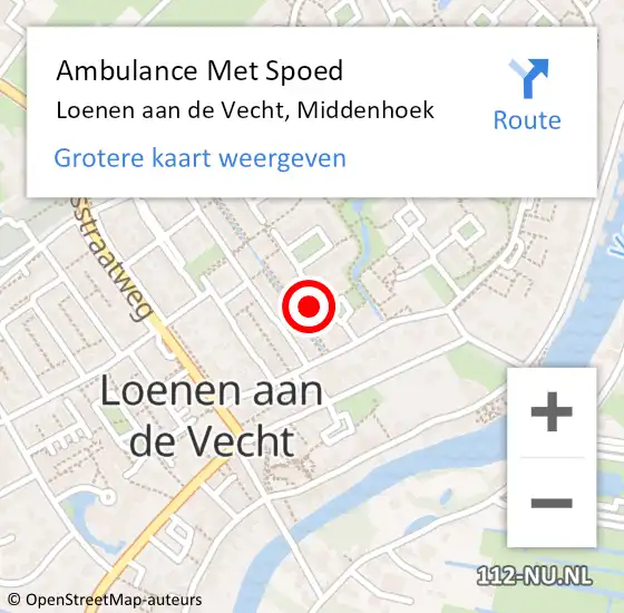 Locatie op kaart van de 112 melding: Ambulance Met Spoed Naar Loenen aan de Vecht, Middenhoek op 16 augustus 2018 01:52