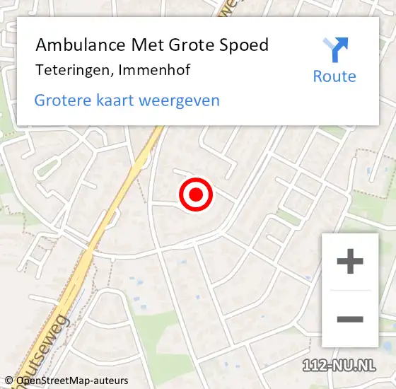 Locatie op kaart van de 112 melding: Ambulance Met Grote Spoed Naar Teteringen, Immenhof op 16 augustus 2018 05:13
