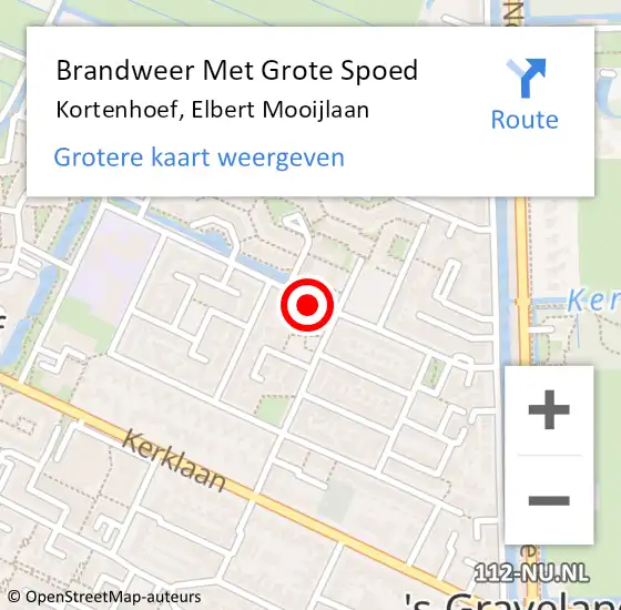 Locatie op kaart van de 112 melding: Brandweer Met Grote Spoed Naar Kortenhoef, Elbert Mooijlaan op 16 augustus 2018 06:31