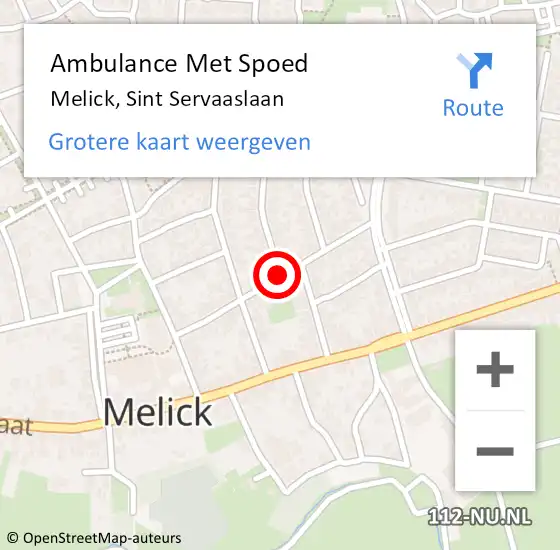 Locatie op kaart van de 112 melding: Ambulance Met Spoed Naar Melick, Sint Servaaslaan op 16 augustus 2018 06:52