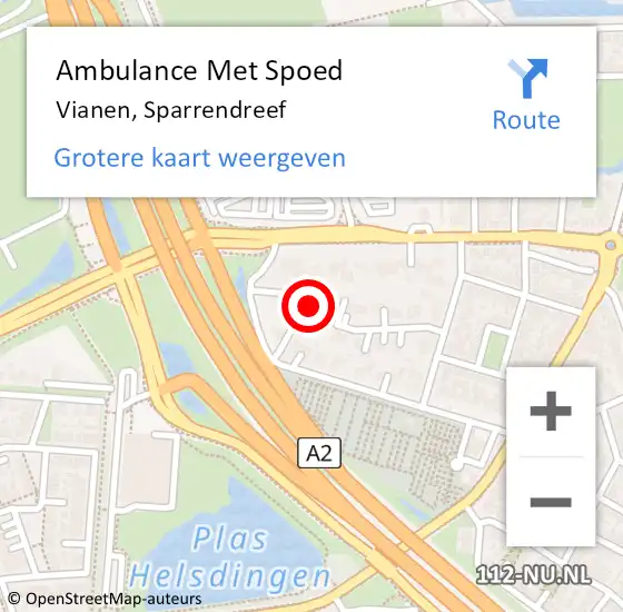 Locatie op kaart van de 112 melding: Ambulance Met Spoed Naar Vianen, Sparrendreef op 16 augustus 2018 07:48