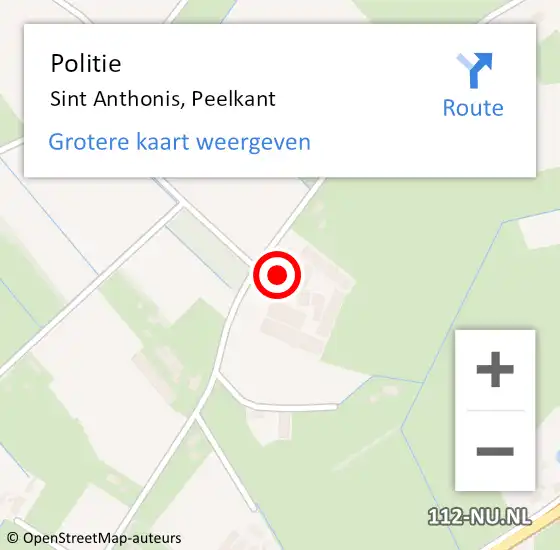 Locatie op kaart van de 112 melding: Politie Sint Anthonis, Peelkant op 16 augustus 2018 07:50