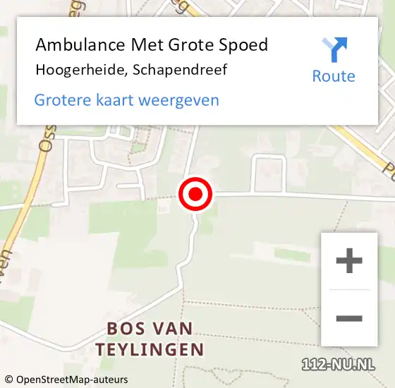 Locatie op kaart van de 112 melding: Ambulance Met Grote Spoed Naar Hoogerheide, Schapendreef op 16 augustus 2018 08:17