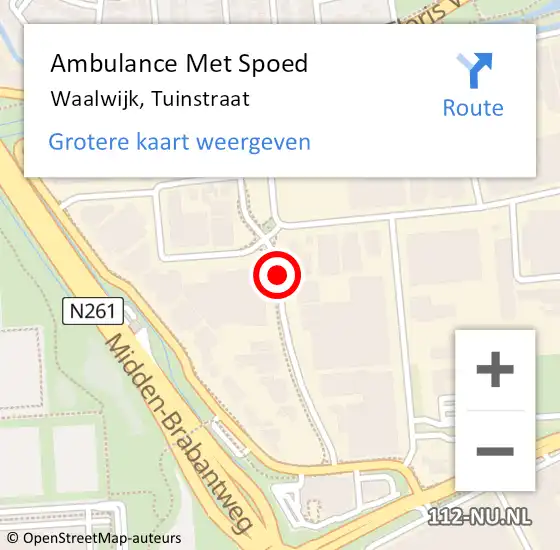 Locatie op kaart van de 112 melding: Ambulance Met Spoed Naar Waalwijk, Tuinstraat op 16 augustus 2018 08:52