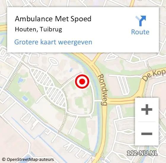 Locatie op kaart van de 112 melding: Ambulance Met Spoed Naar Houten, Tuibrug op 16 augustus 2018 09:42