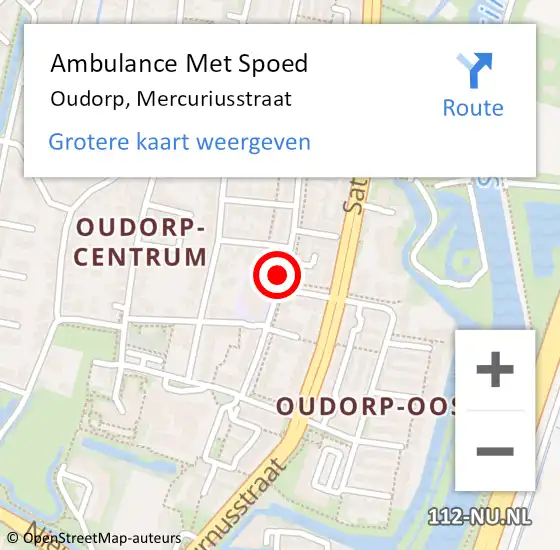 Locatie op kaart van de 112 melding: Ambulance Met Spoed Naar Oudorp, Mercuriusstraat op 16 augustus 2018 09:49