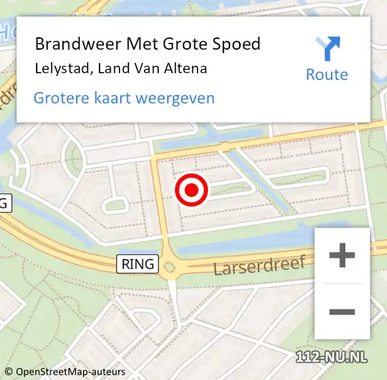 Locatie op kaart van de 112 melding: Brandweer Met Grote Spoed Naar Lelystad, Land Van Altena op 16 augustus 2018 09:59