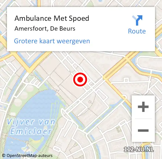 Locatie op kaart van de 112 melding: Ambulance Met Spoed Naar Amersfoort, De Beurs op 16 augustus 2018 10:02