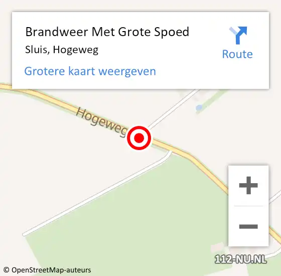 Locatie op kaart van de 112 melding: Brandweer Met Grote Spoed Naar Sluis, Hogeweg op 16 augustus 2018 10:29