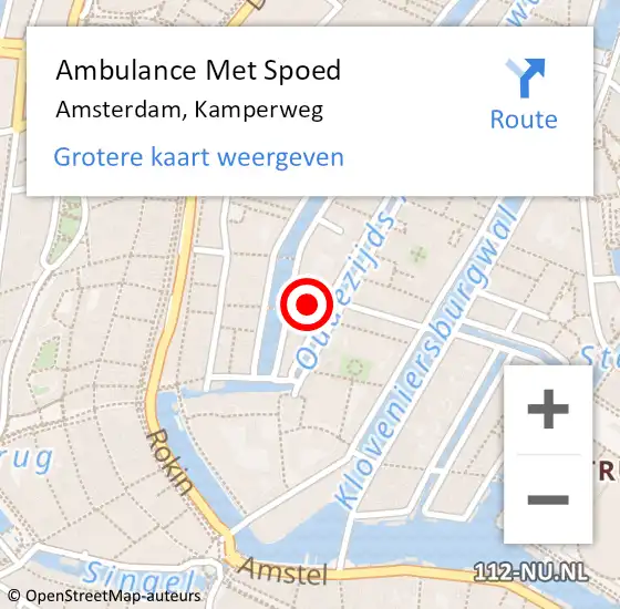 Locatie op kaart van de 112 melding: Ambulance Met Spoed Naar Amsterdam, Kamperweg op 16 augustus 2018 10:36