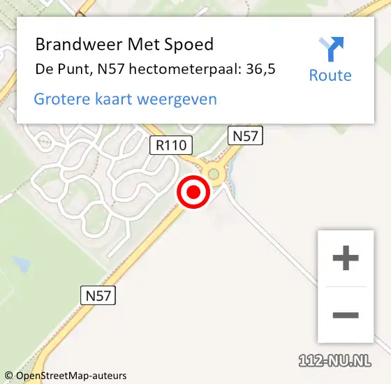 Locatie op kaart van de 112 melding: Brandweer Met Spoed Naar De Punt, N57 hectometerpaal: 36,5 op 16 augustus 2018 12:47